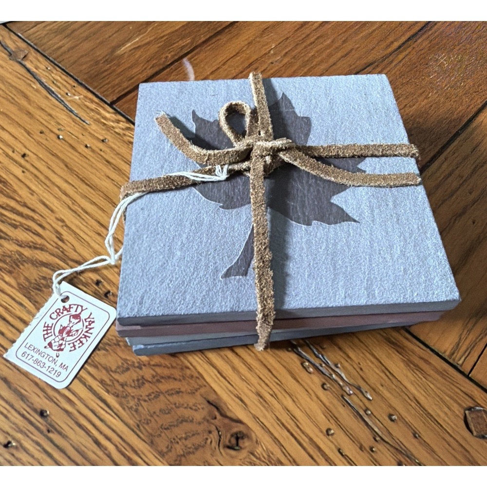 The Crafty Yankee Cement Stone Assorted Coasters 4" Square, Set of 4 NEW